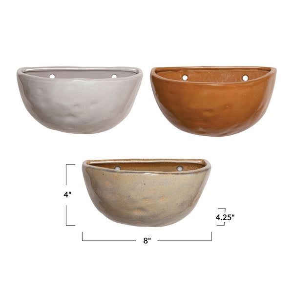Large Stoneware Wall Planter / Assorted Colors