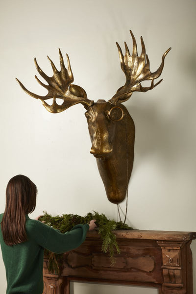 Eugene Moose Wall Mounted Brass Decor