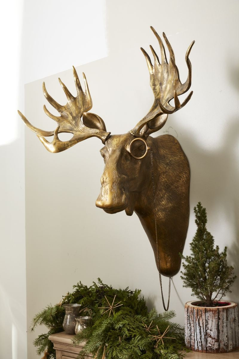 Eugene Moose Wall Mounted Brass Decor