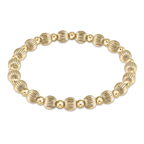 Dignity Grateful Pattern 6mm Gold Bead Bracelet