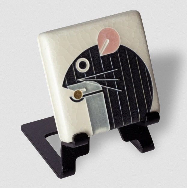 Charley Harper 3x3 Mouse Art Tile / Cream