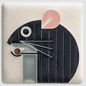 Charley Harper 3x3 Mouse Art Tile / Cream