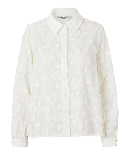 Masai Ilja Button-up Shirt in White Textured Fabric