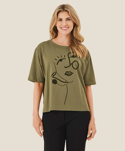 Masai Doreann Graphic T-Shirt Capers Olive Green 
