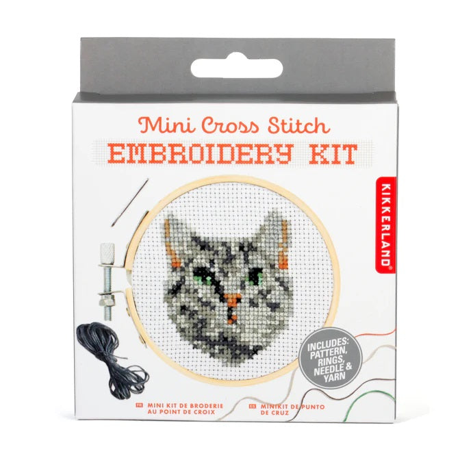 DIY Mini Tabby Cat Cross Stitch Embroidery Kit