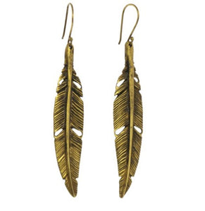 Penna Brass Feather Earring