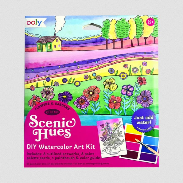 Scenic Hues DIY Watercolor Art Kit / Flowers and Gardens