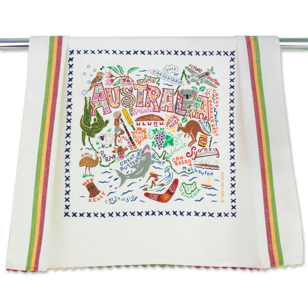 Embroidered Geography Dish Towel Australia