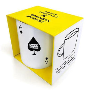 White mug with a design akin to an ace of spades playing card. On the ace in the middle reads "F***ing Ace Mug".