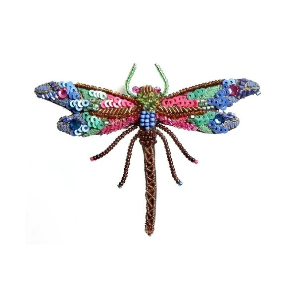 Braid Dragonfly Hand Embroidered Brooch