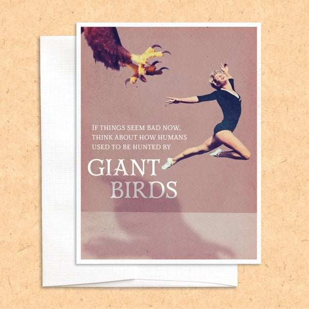 Giant Bird Attacks Blank Greeting Card