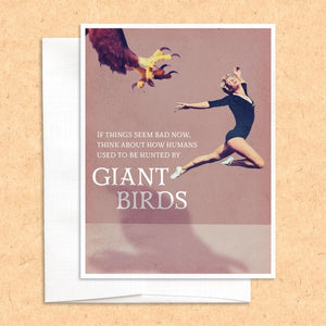 Giant Bird Attacks Blank Greeting Card