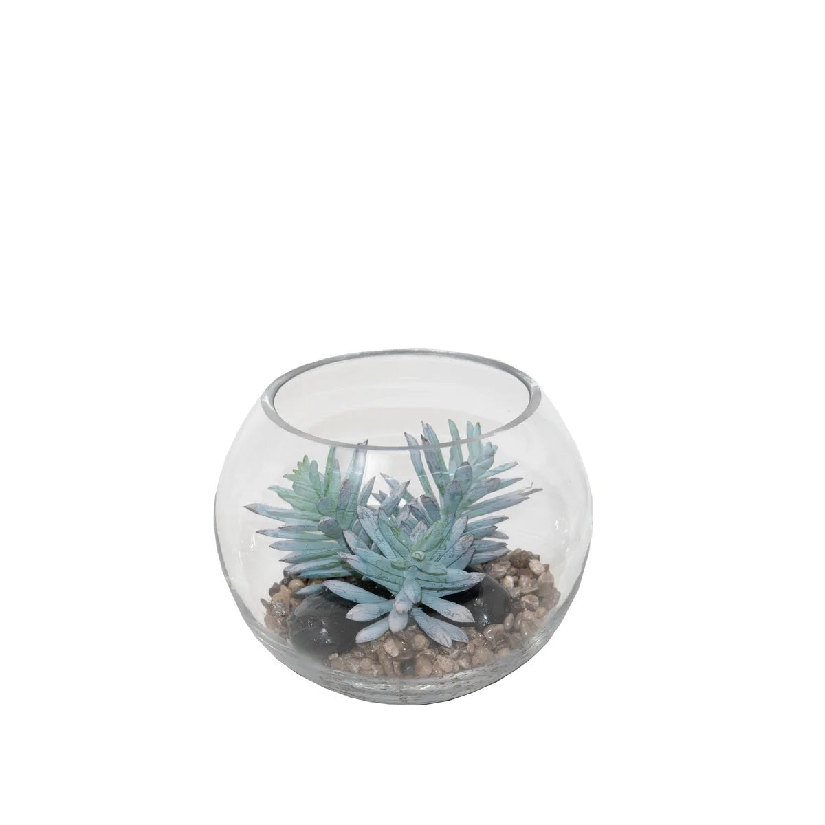 Glass Orb with Rocks and Spiny Succulents