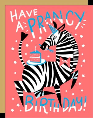 Prancy Zebra Birthday Card