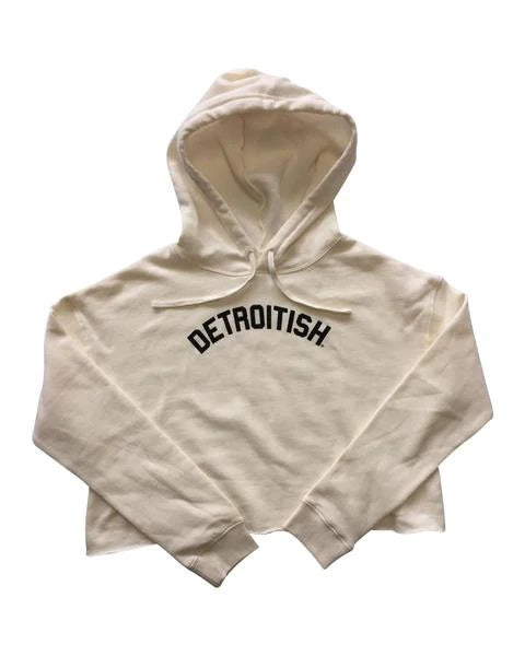 Detroitish Fleece Crop Hoodie / Bone
