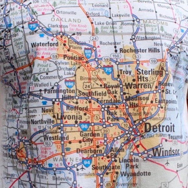 Ink Detroit Ivory Metro Detroit Map T-Shirt.