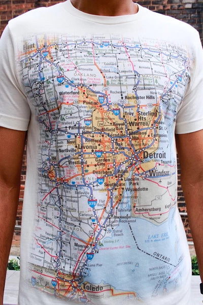Ink Detroit Ivory Metro Detroit Map T-Shirt.