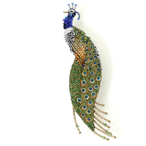 Indian Peacock Hand Embroidered Brooch