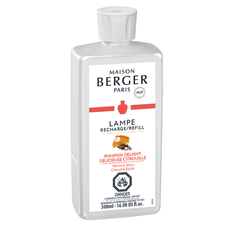 Bottle of Lampe Berger fuel, scented "Pumpkin Delight".