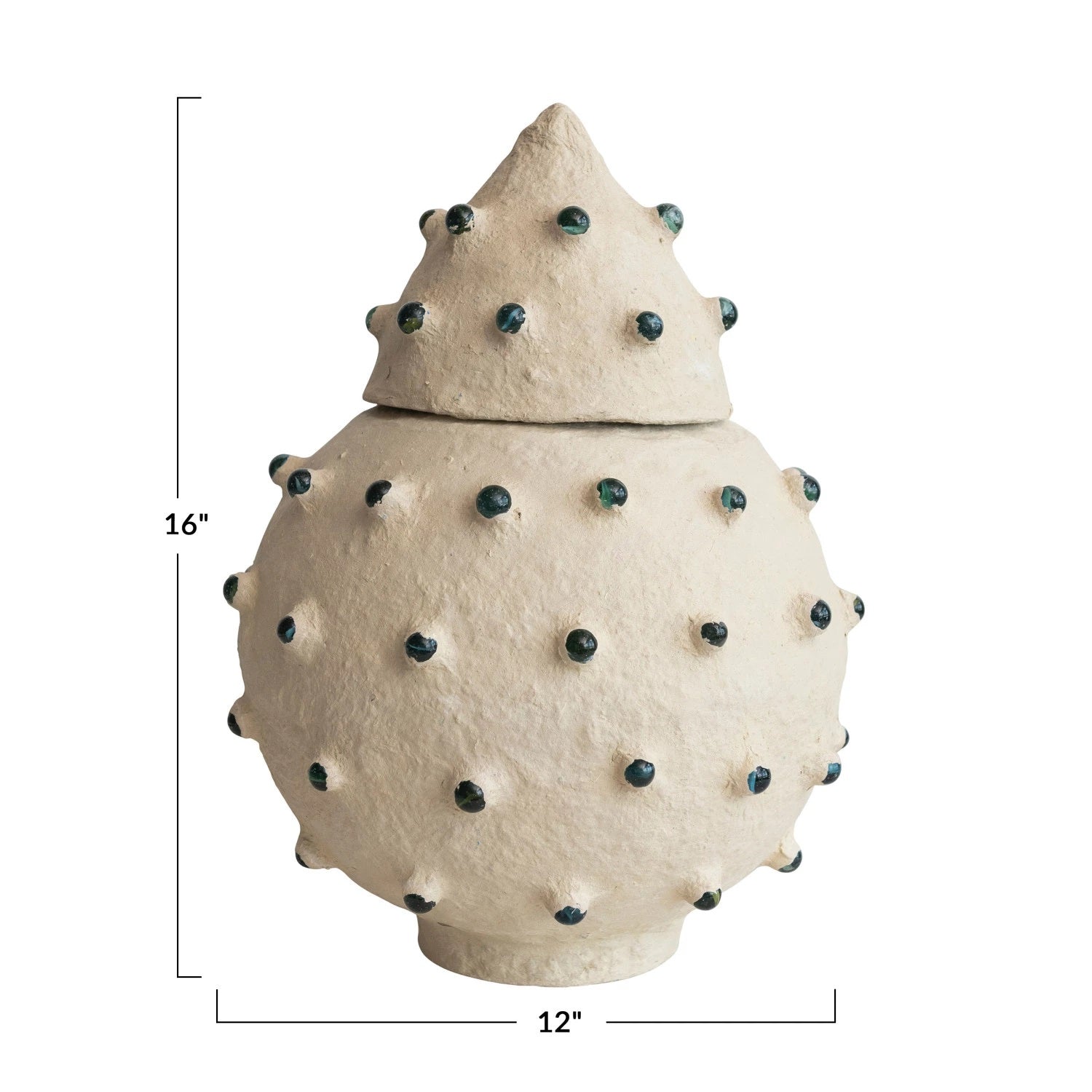 Round Paper Mache Cachepot with Glass Marbles