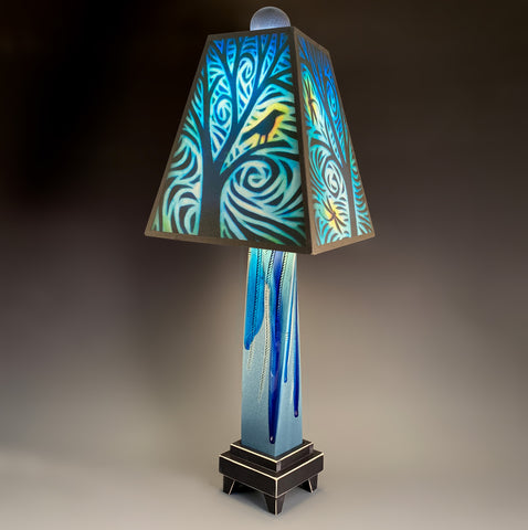 Bird & Dragonfly Extruded Lamp / Blue Twist