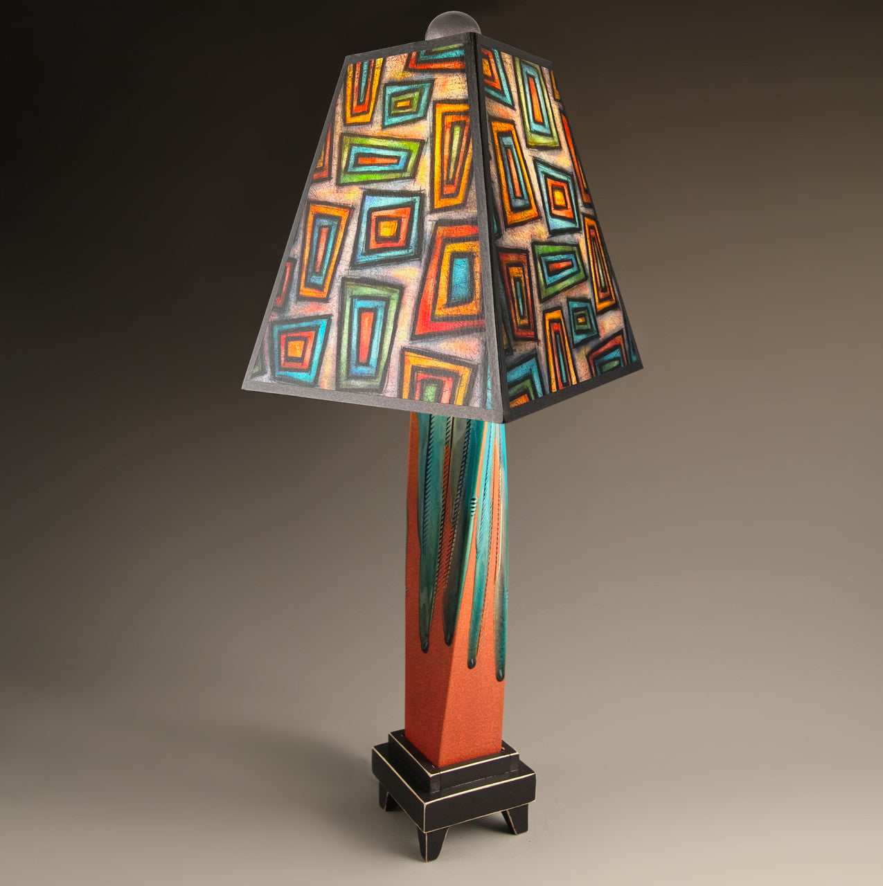 Funky Rectangles Extruded Lamp / Red Twist