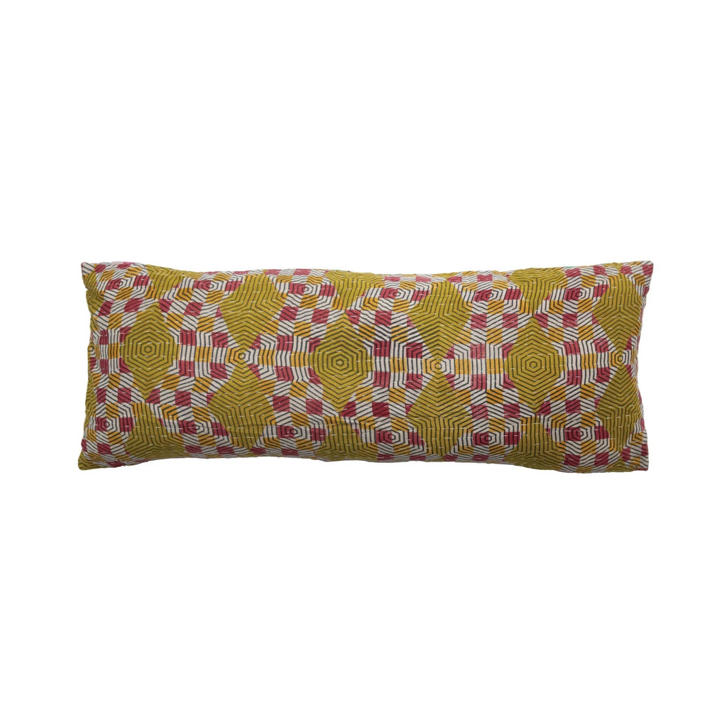 "Sleeps With Dogs" Vintage Kantha Patchwork Pillow