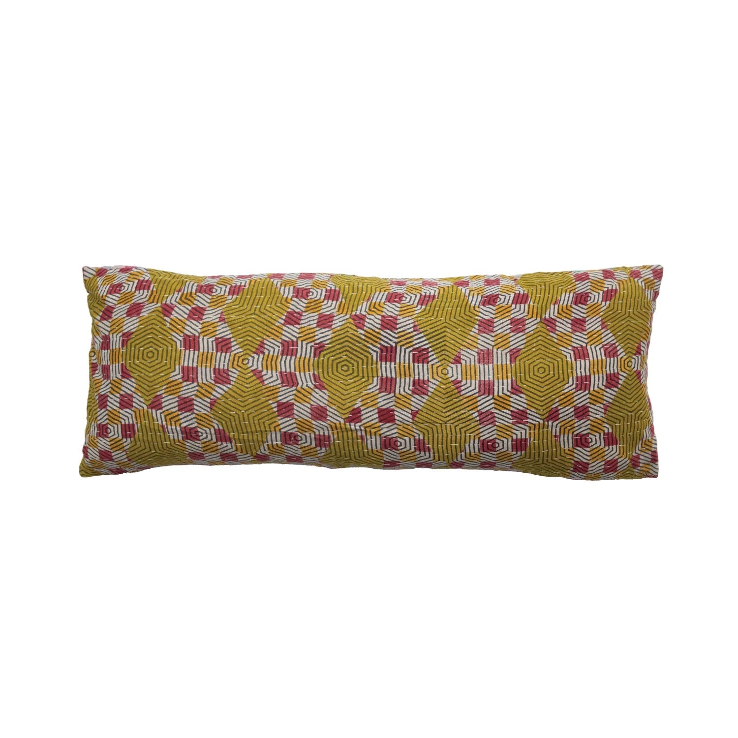 "Sleeps With Dogs" Vintage Kantha Patchwork Pillow