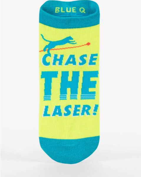 Blue Q Ankle Sneaker Socks Chase the Laser