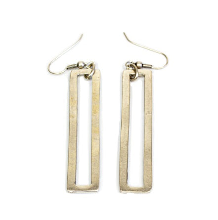 Rectangle Silver Plated Earrings