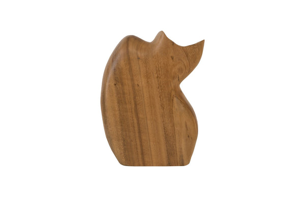 Nuzzled Cat Sculpture in Natural Wood