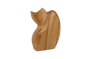 Nuzzled Cat Sculpture in Natural Wood