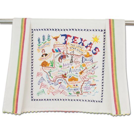 Embroidered Geography Dish Towel Texas
