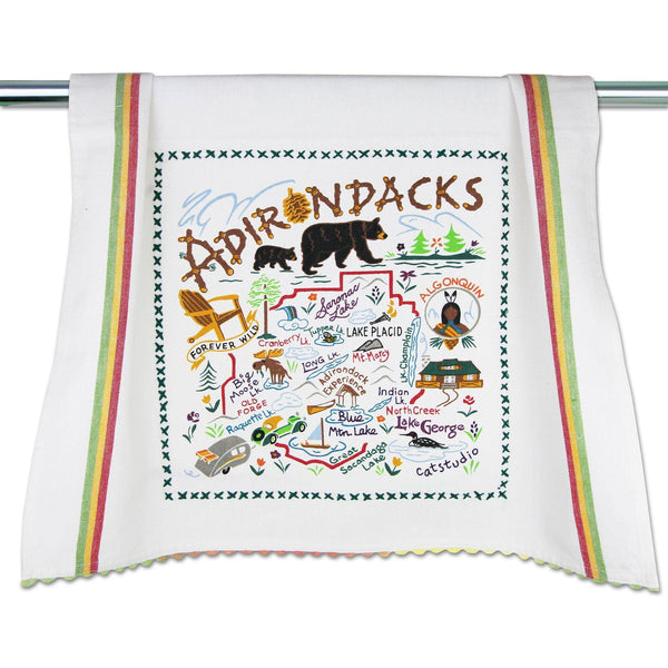 Embroidered Geography Dish Towel Adirondacks