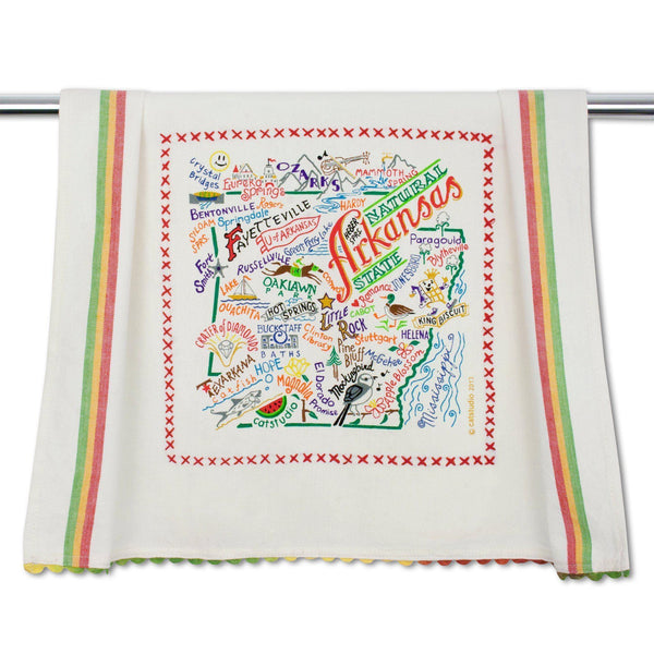 Embroidered Geography Dish Towel Arkansas