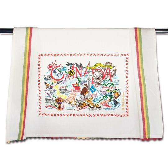 Embroidered Geography Dish Towel Canada