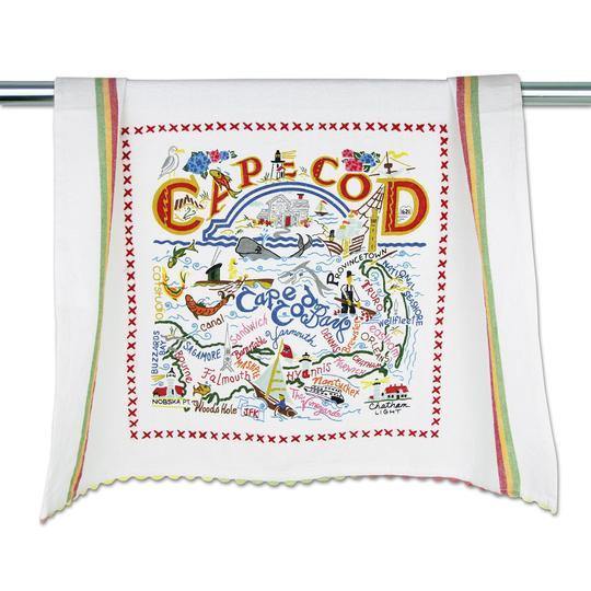 Embroidered Geography Dish Towel Cape Cod