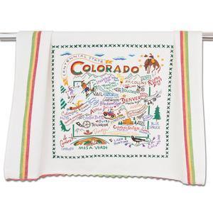 Embroidered Geography Dish Towel Colorado