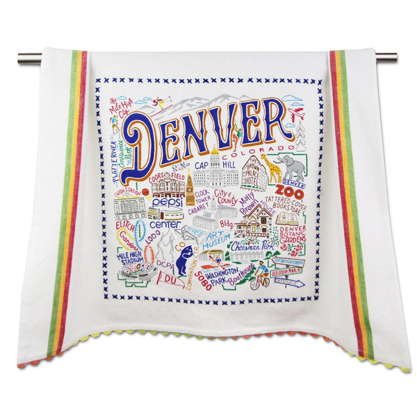 Embroidered Geography Dish Towel Denver