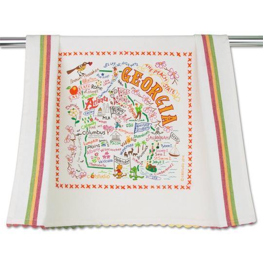 Embroidered Geography Dish Towel Georgia