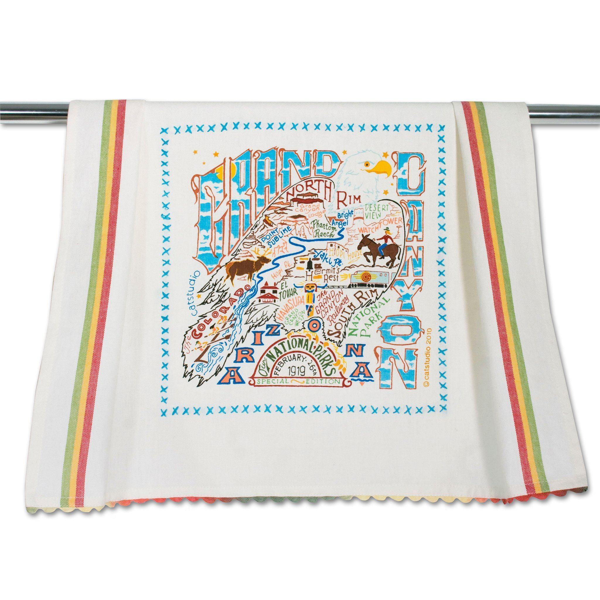 Embroidered Geography Dish Towel Grand Canyon