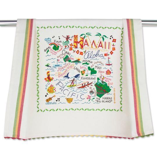 Embroidered Geography Dish Towel Hawaii