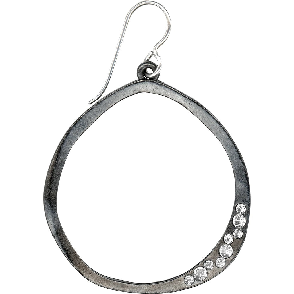 Gunmetal Hoop Earring with Rhinstones