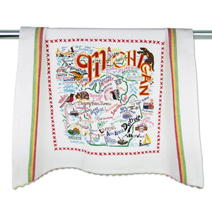 Embroidered Geography Dish Towel Michigan