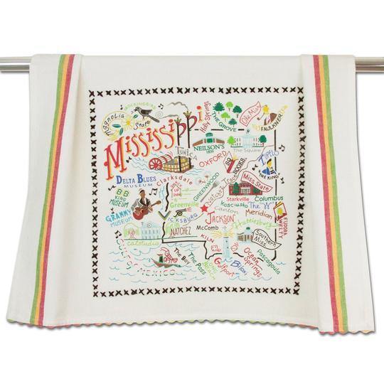 Embroidered Geography Dish Towel Mississippi