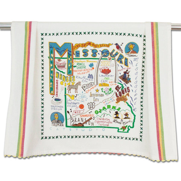Embroidered Geography Dish Towel Missouri