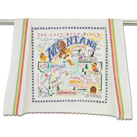 Embroidered Geography Dish Towel Montana