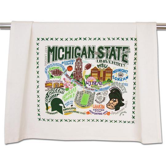 Embroidered Geography Dish Towel MSU