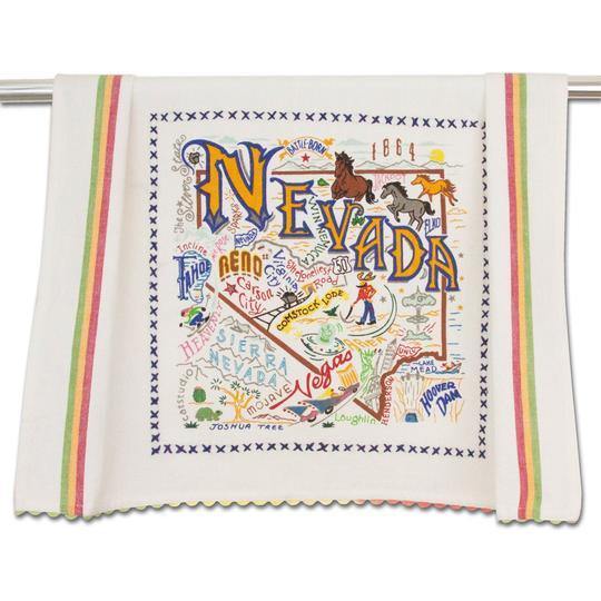 Embroidered Geography Dish Towel Nevada
