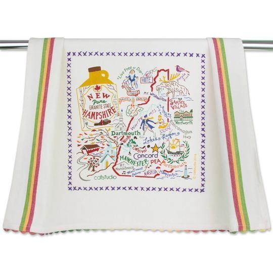 Embroidered Geography Dish Towel New Hampshire